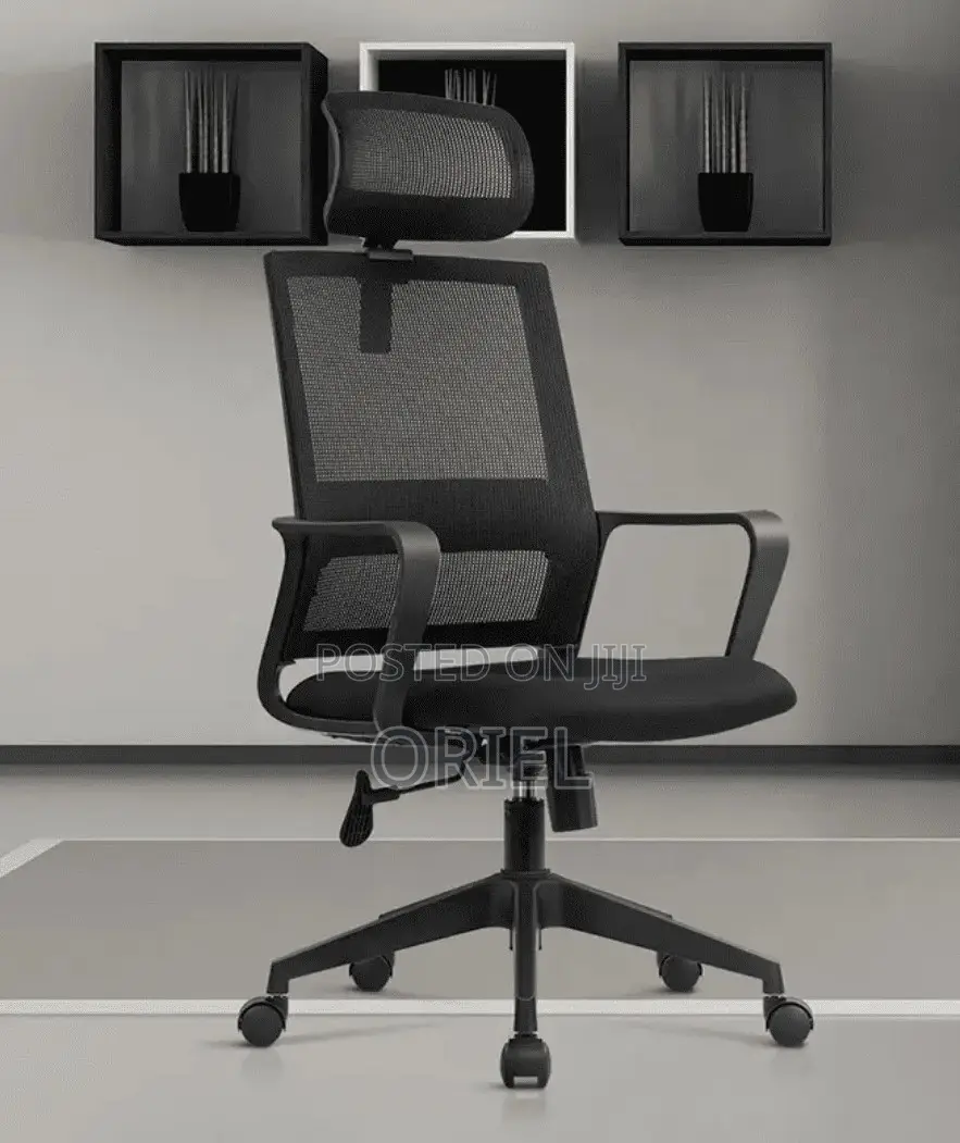 Office Chair : Fabric Ergonomic Office Chair With Adjustable Headrest