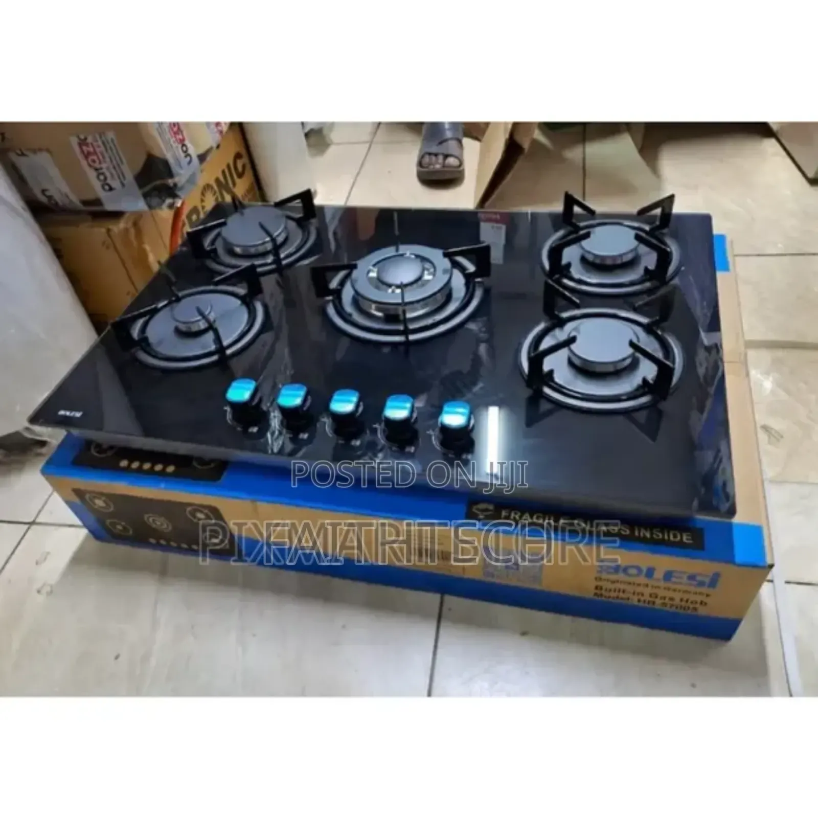 Bolesi Inbuilt 5 Burner Full Gas Tampared Glass Cooker