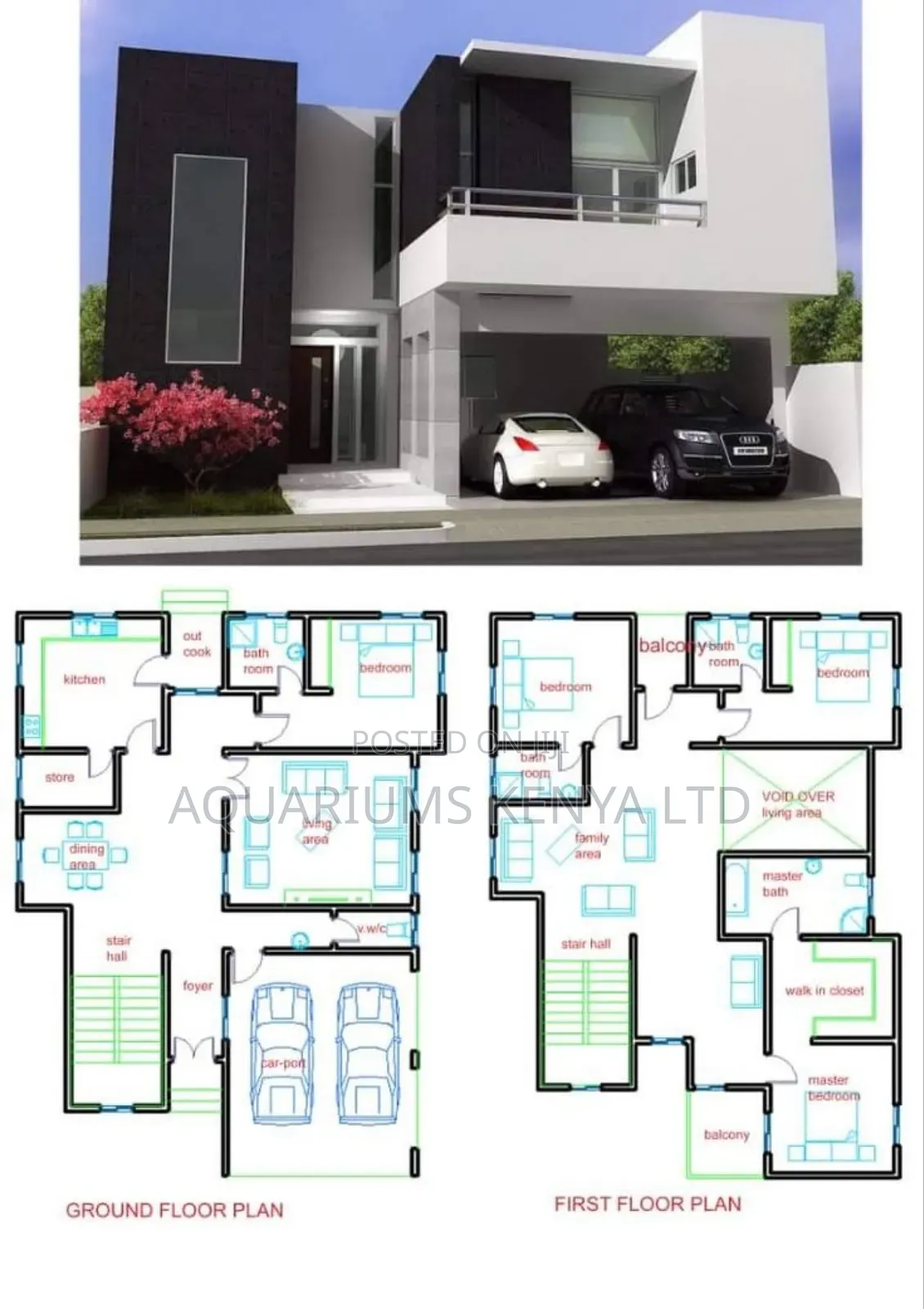 Architectural Design Full Construction of Flat Roof Mansions