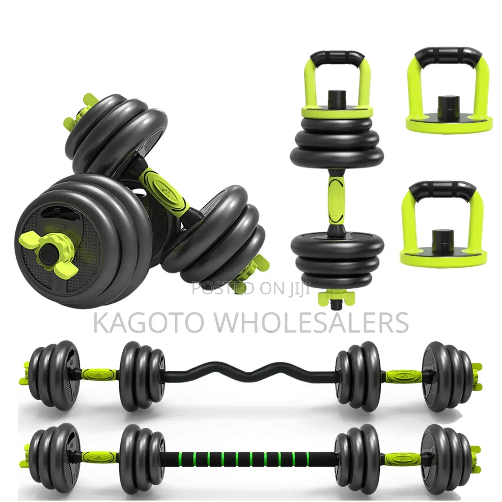 Black Rubber 30kgs 6in1 Dumbell