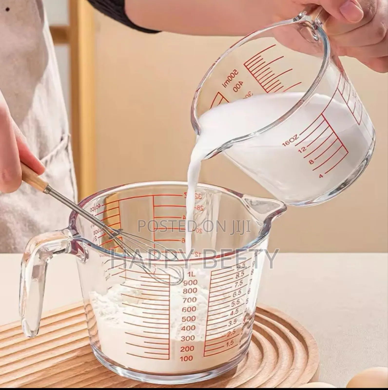 *1000ml Glass Measuring Cup With Scale and Handle*