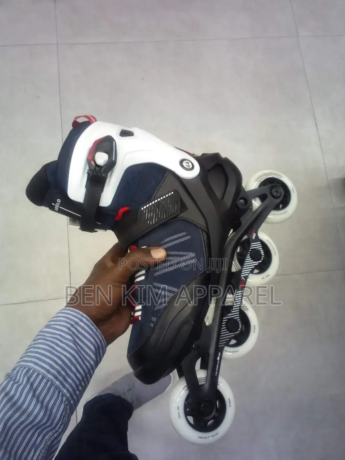 Navy White Red Soft Boots Inline Skates 80-84mm Wheels Left Foot Brake