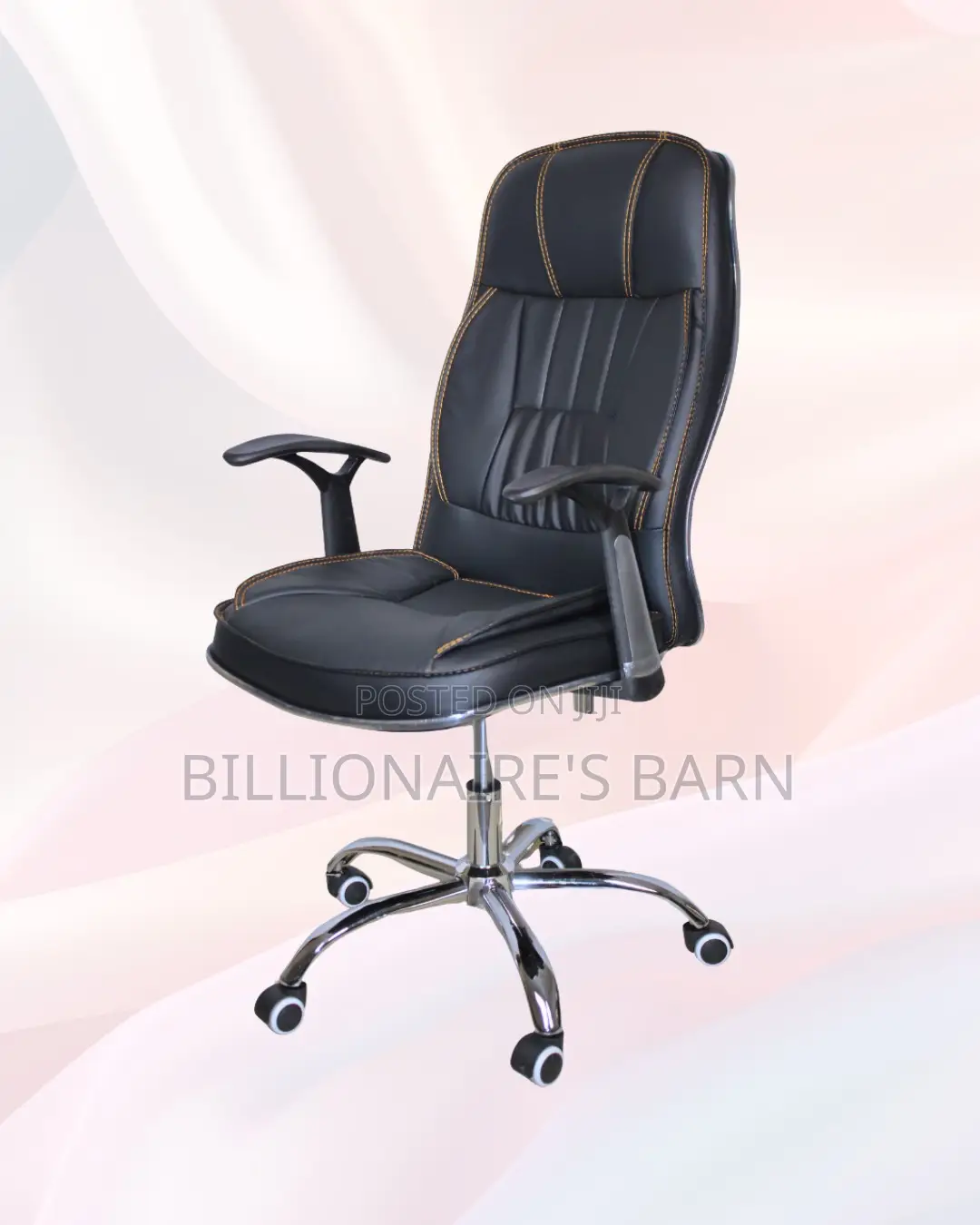 Black Executive Leather Chair | Rolling Comfort for Busy Workdays |