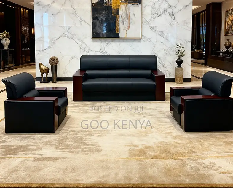 Office Sofa; Executive 5-seater Leather Waiting Area Sofa For Office
