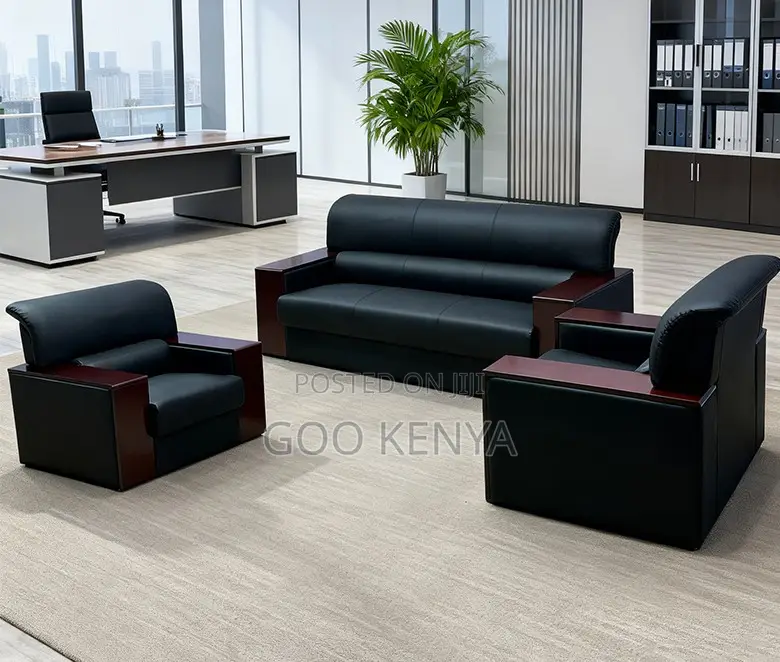Office Sofa; Executive 5-seater Leather Waiting Area Sofa For Office