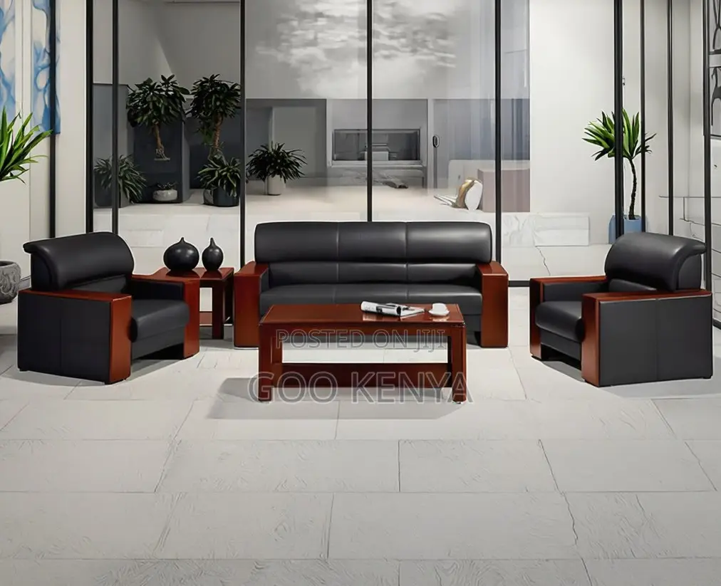 Office Sofa; Executive 5-seater Leather Waiting Area Sofa For Office