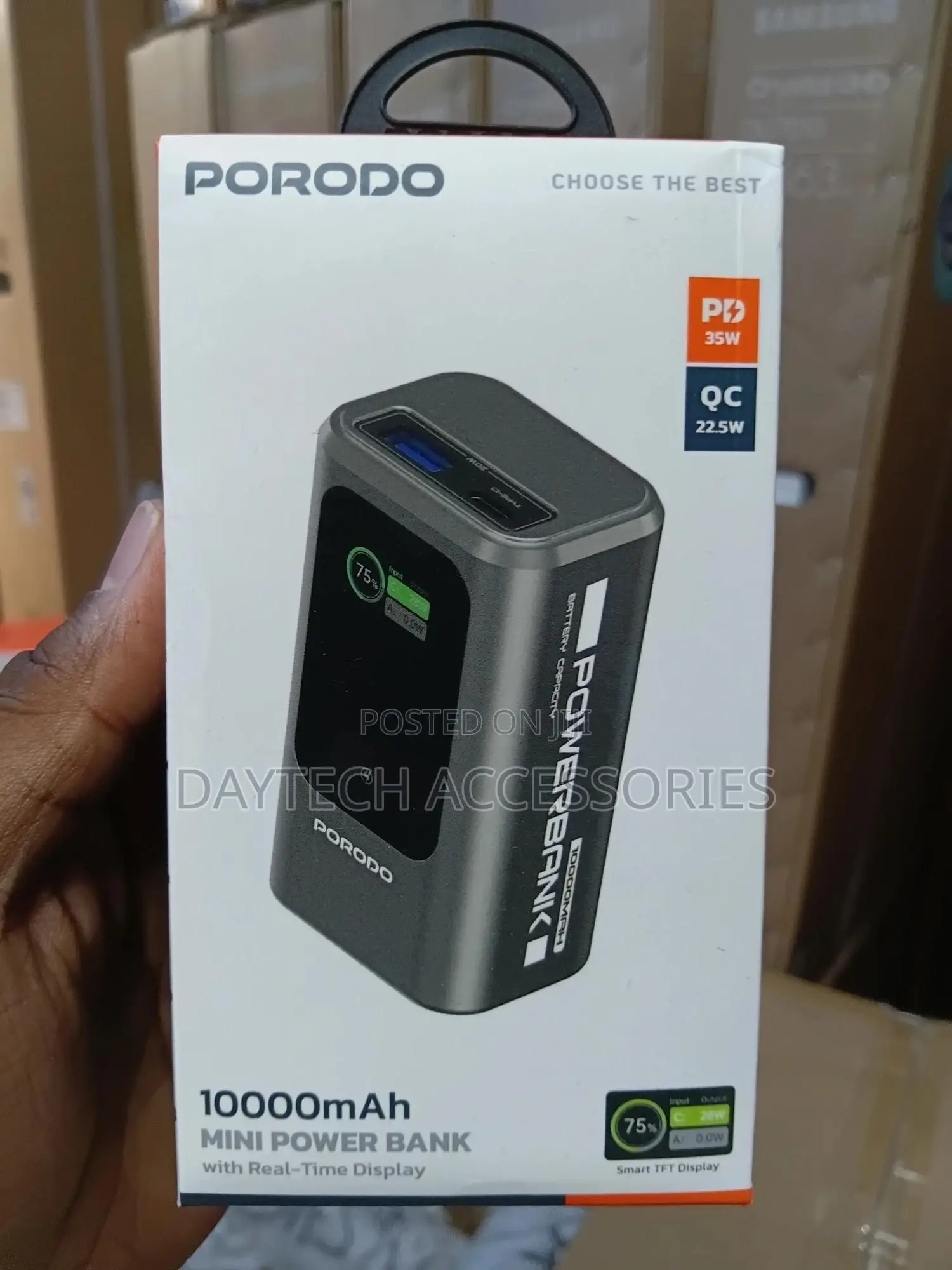 Porodo 10000mah Mini Power Bank With Real-Time Display – Fast Charging