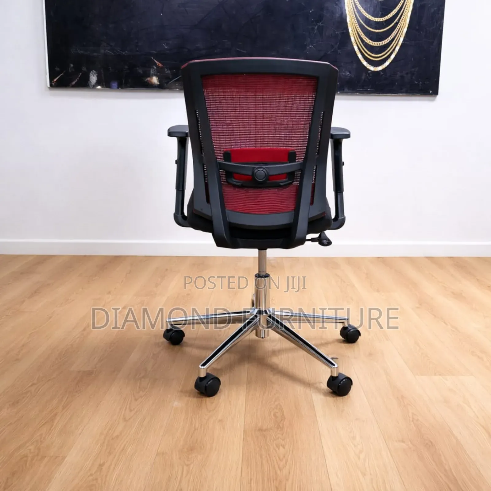 Ergonomic Red Mesh Office Chair With Adjustable Arms Lumbar Support