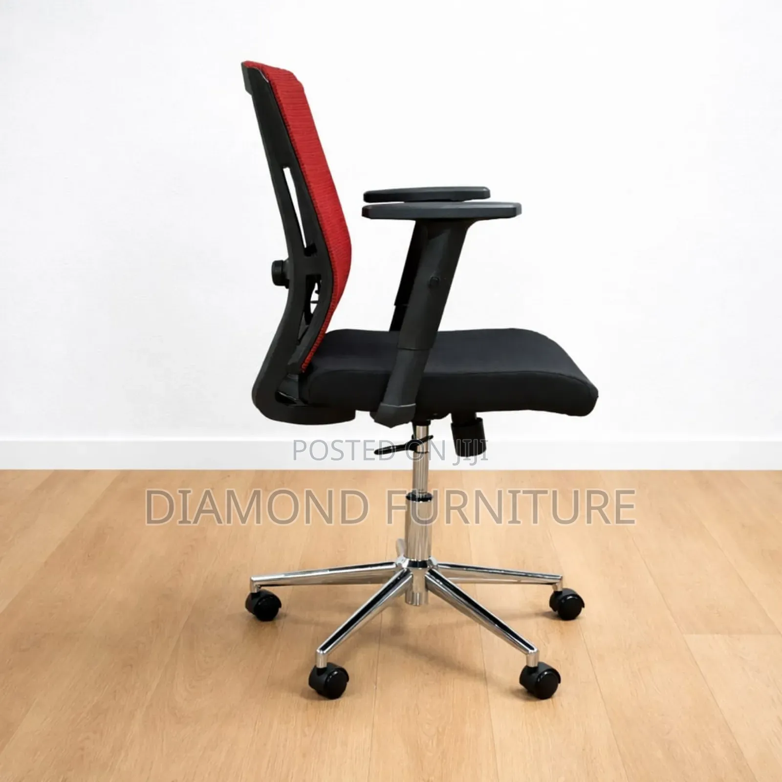 Ergonomic Red Mesh Office Chair With Adjustable Arms Lumbar Support