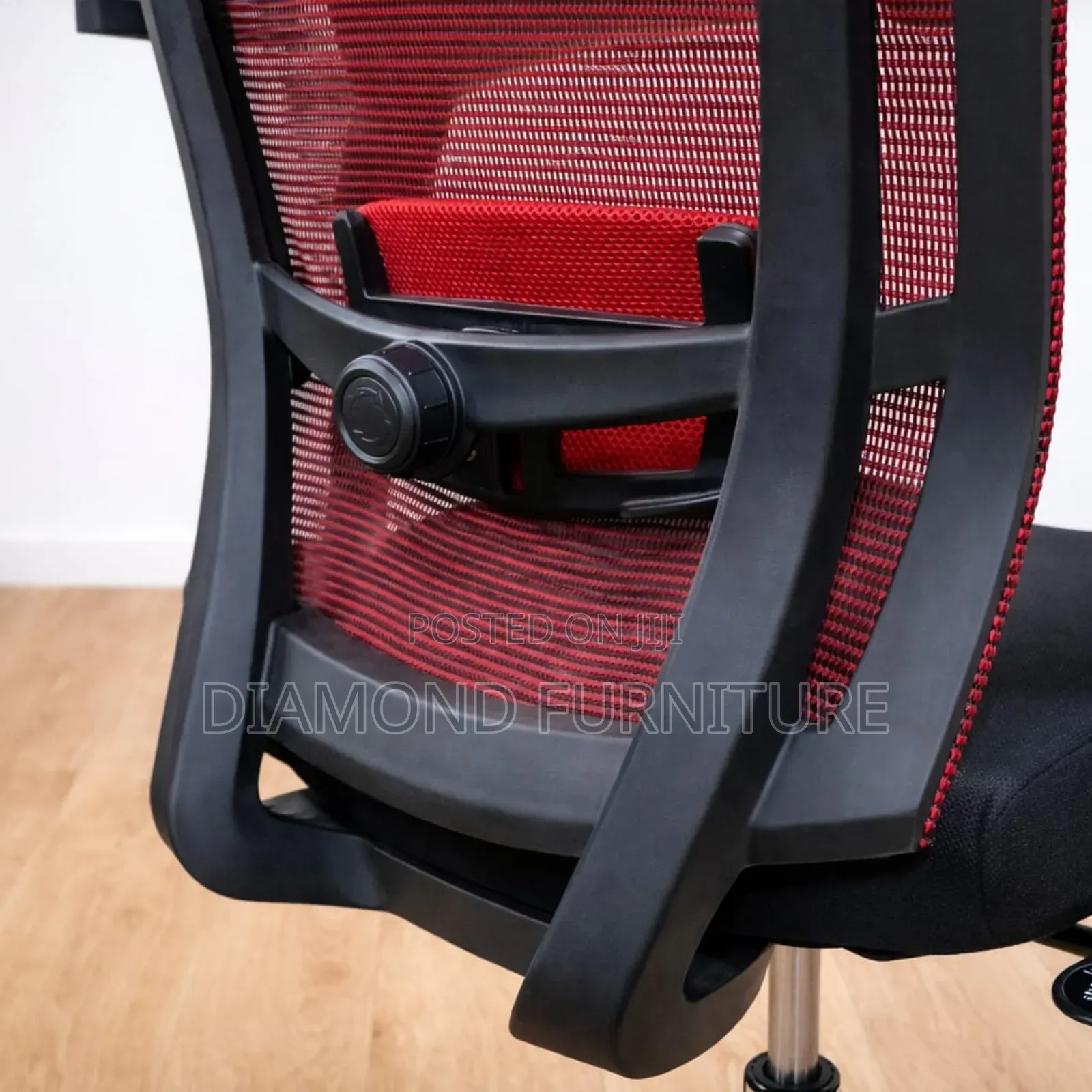 Ergonomic Red Mesh Office Chair With Adjustable Arms Lumbar Support