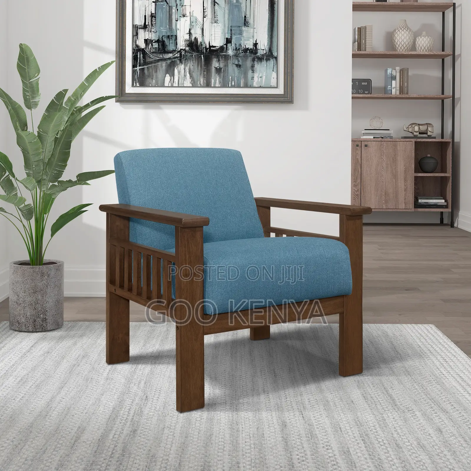 Home Chair; Solid Wood Office Lounge Chair With Comfortable Thick Foam