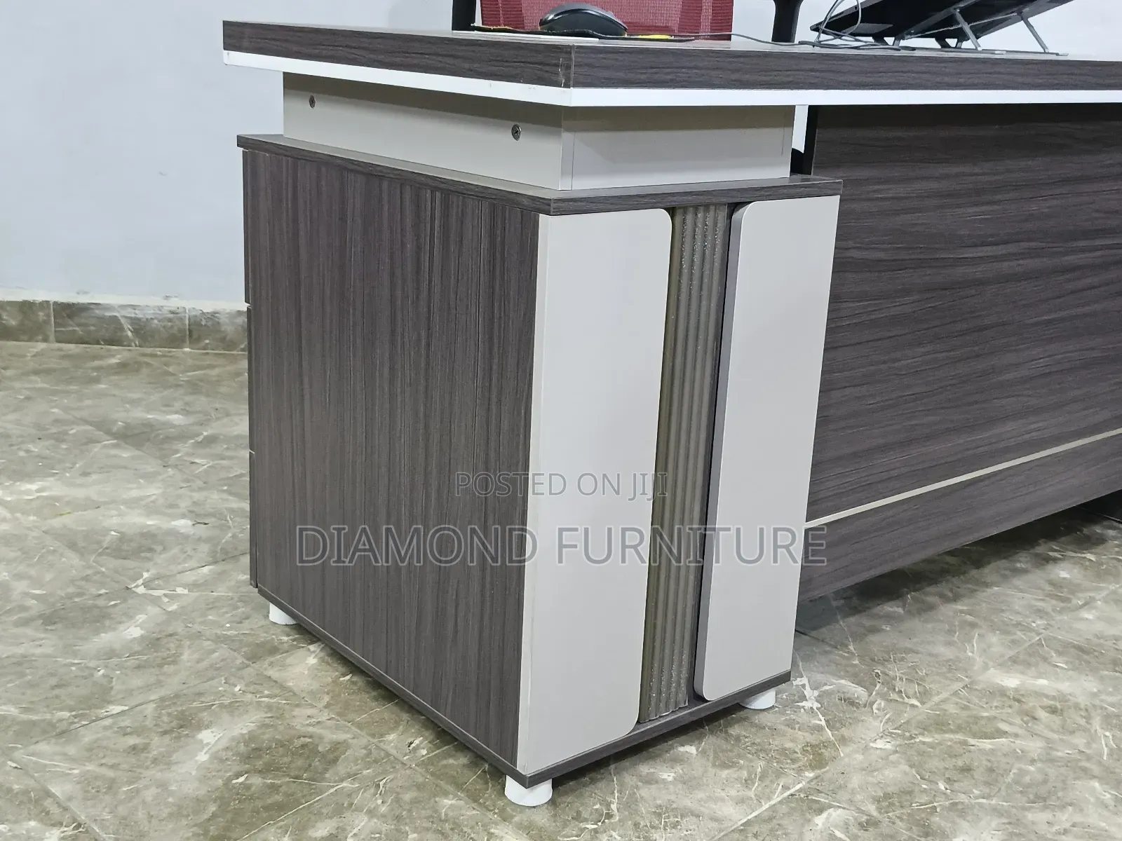 120cm Hime Office Desk With Side Cabinet Cable Port