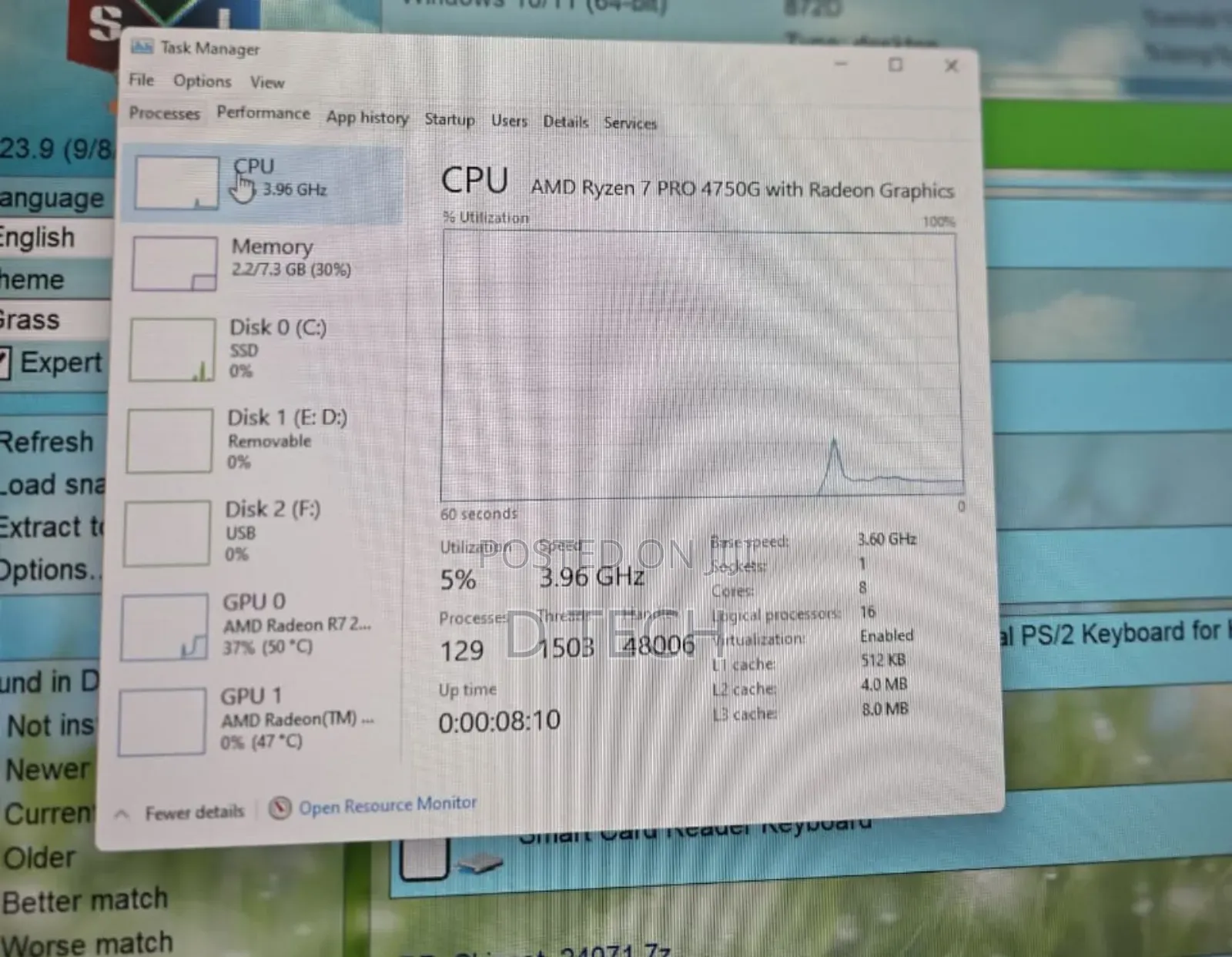 Desktop Computer HP 8GB AMD Ryzen 7 SSD 256GB