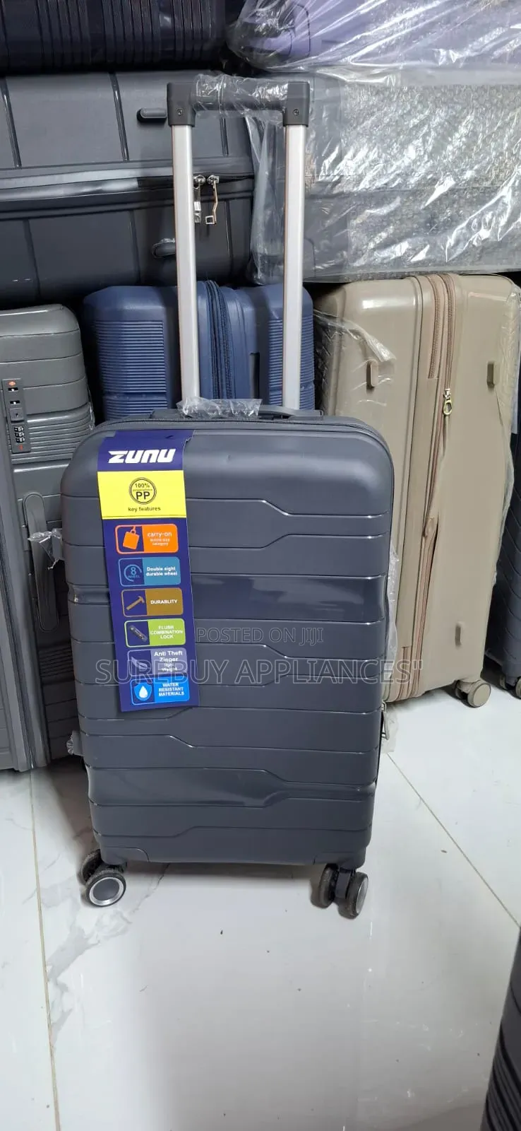 Medium Size Hard Rubber Travel Suitcase With Wheels