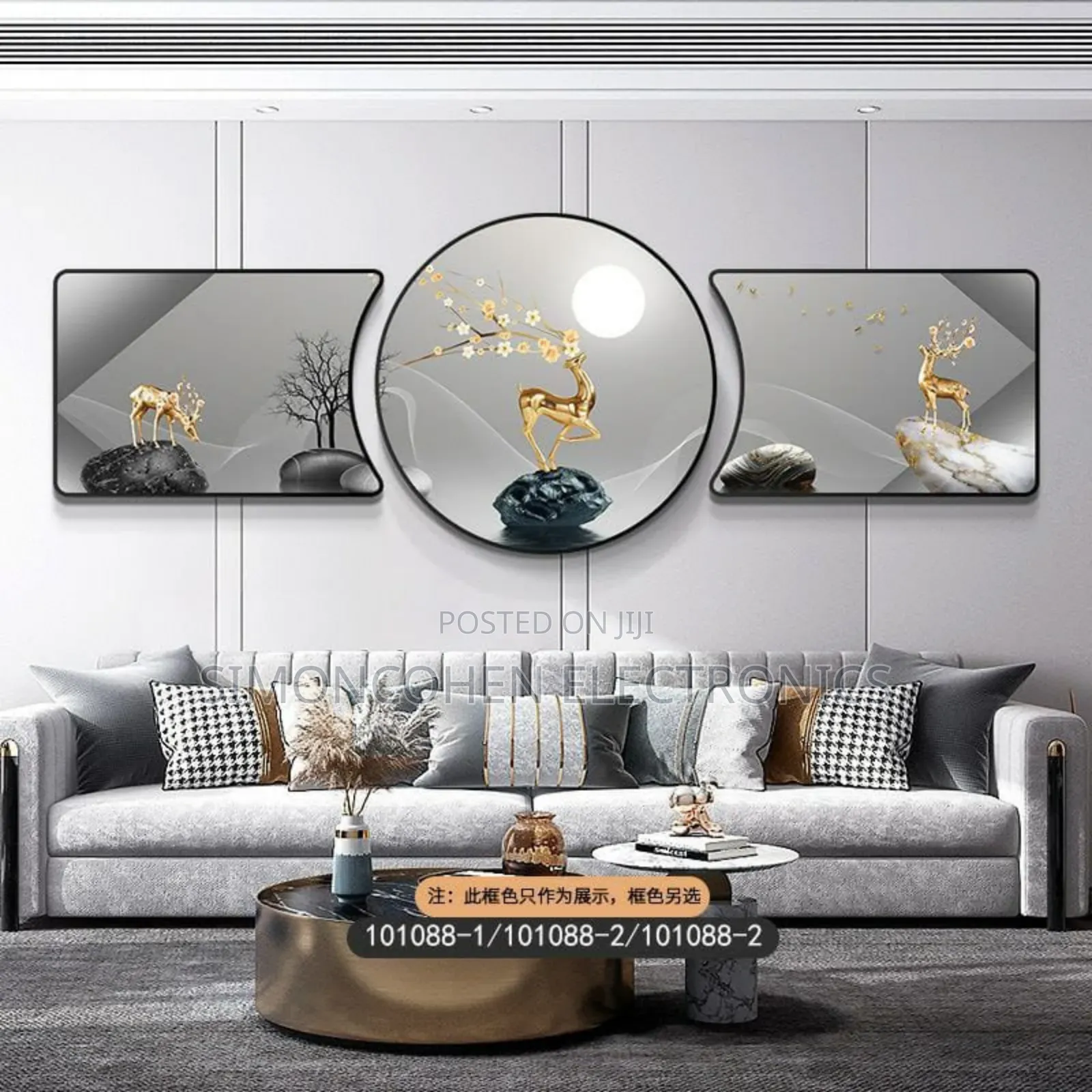 3pcs Crystal Porcelain Decorative Painting