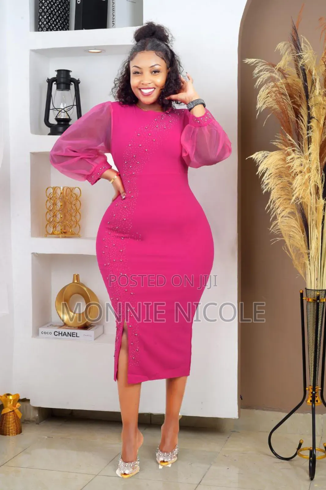 Stylish Hot Pink Dinner Dress/Graduation Pink Dress