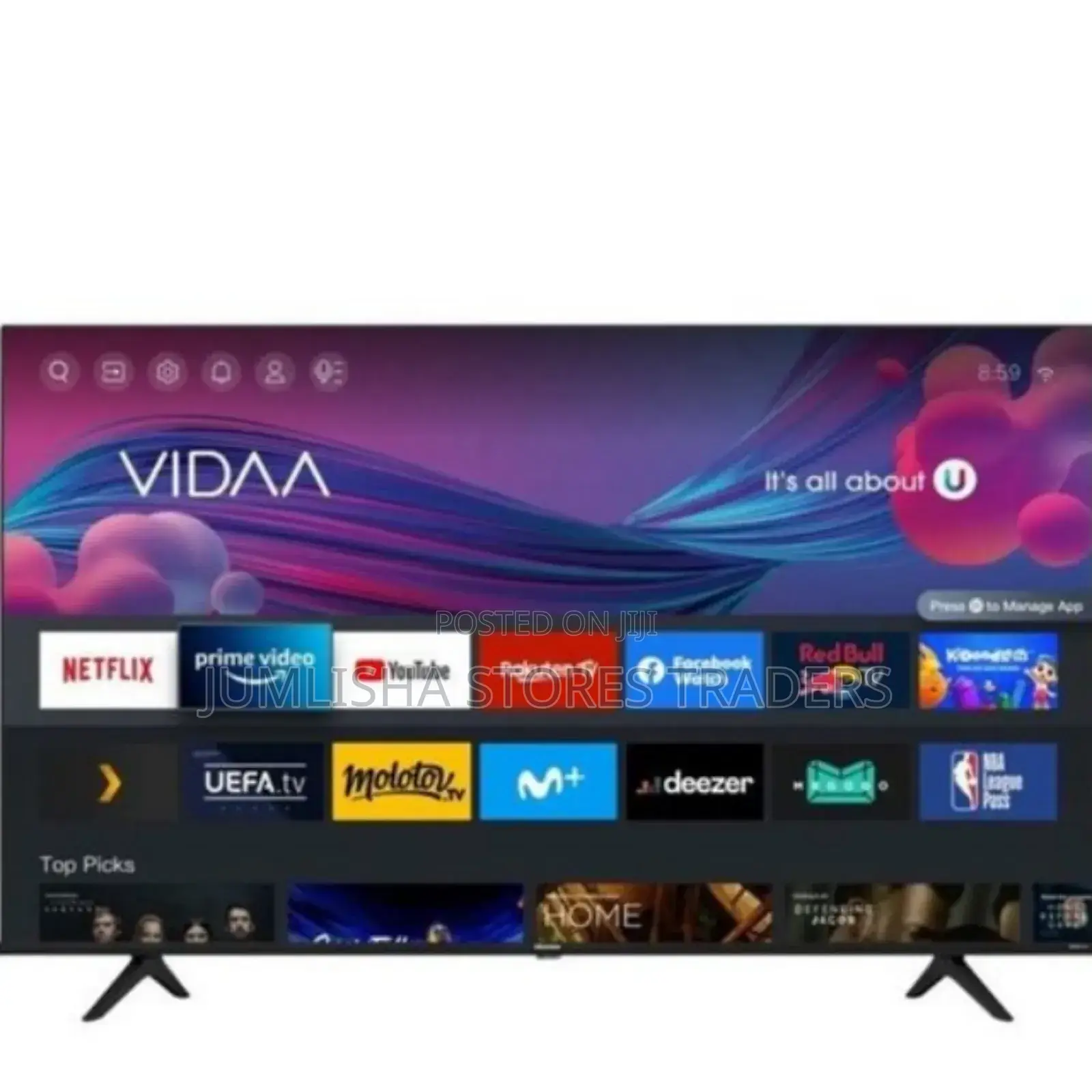 Hisense 55" Smart Uhd Frameless Led Tv, Youtube, Netflix Tv-Black