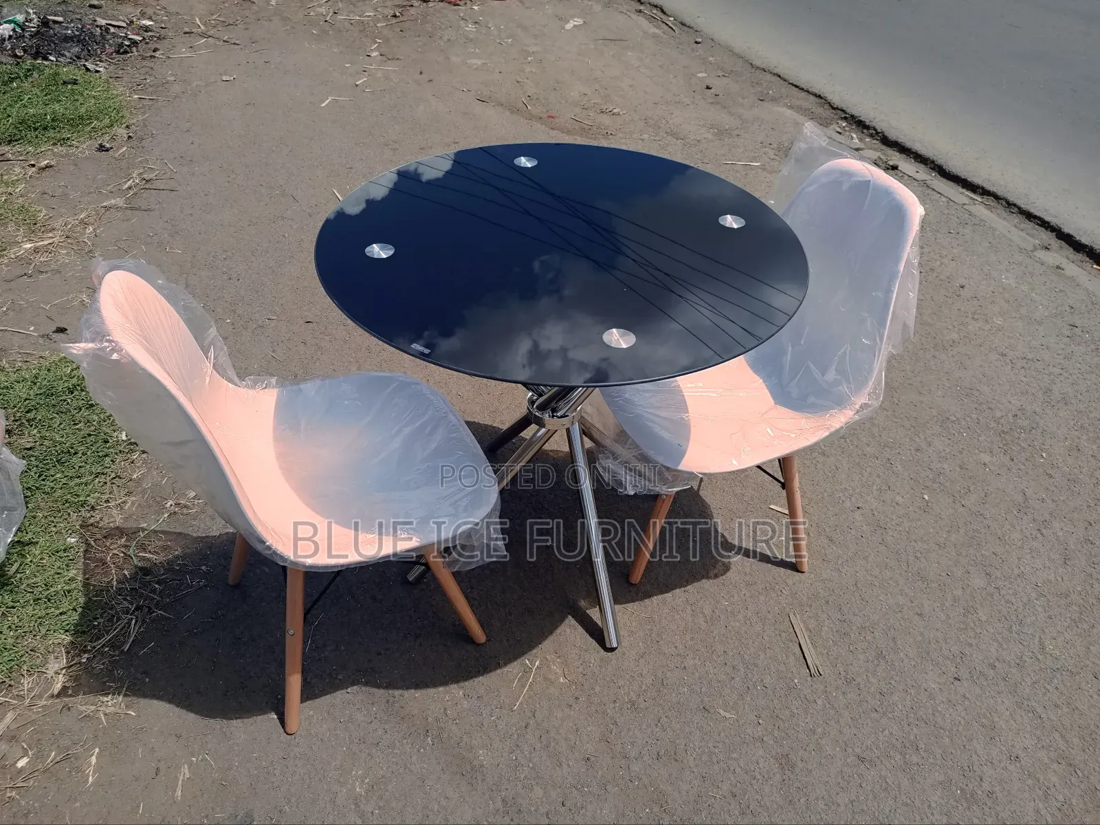 Black Coffee Table With Orange Eames Chair