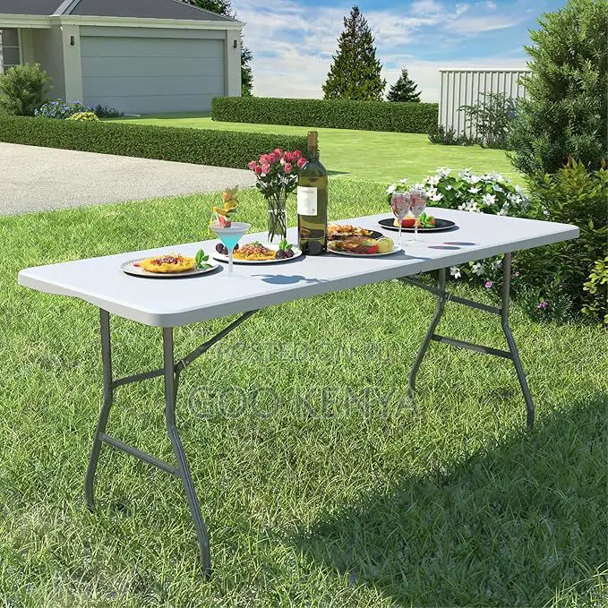 Home Table; White Expandable Fold-flat Outdoor Table