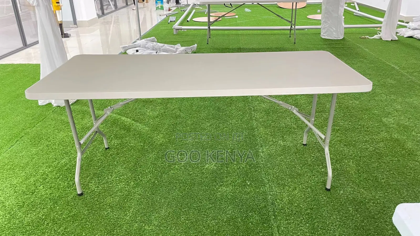 Home Table; White Expandable Fold-flat Outdoor Table