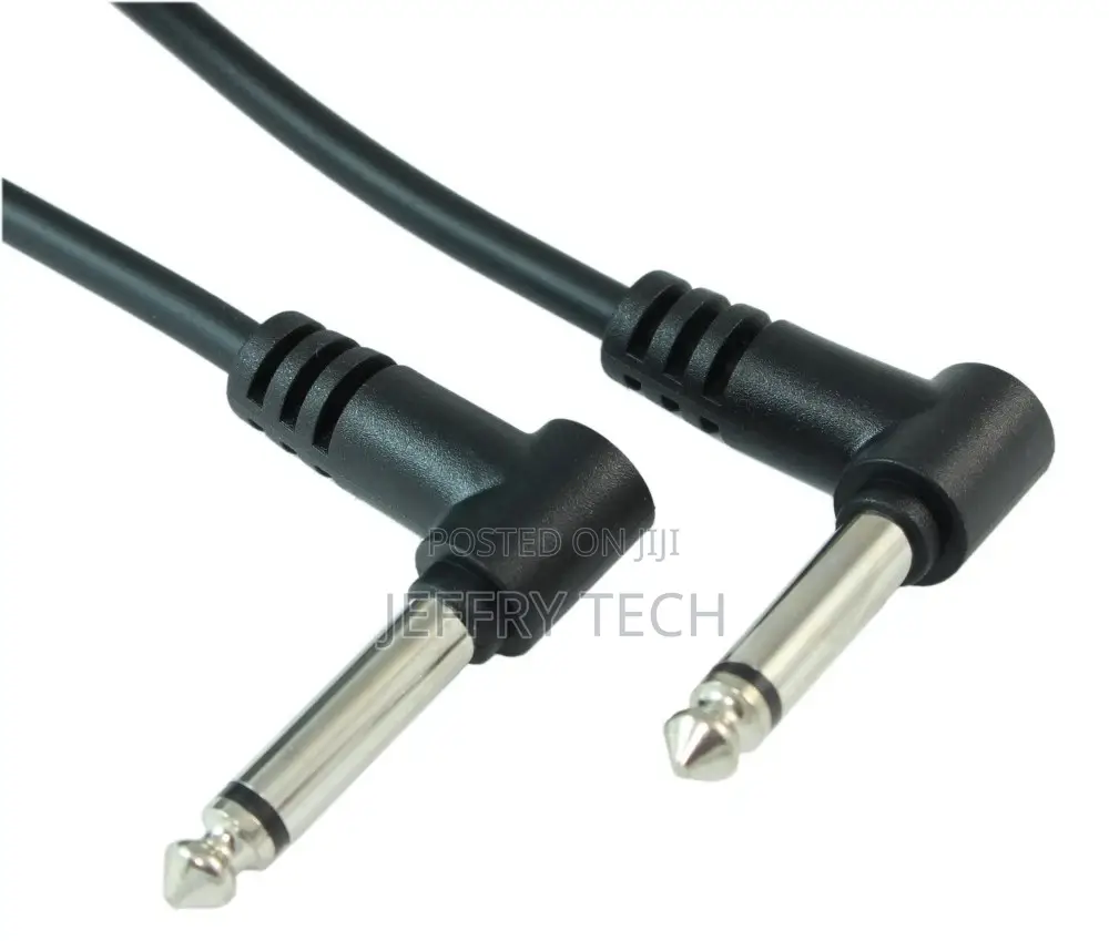 1.5ft 1/4inch Angled Mono (Ts) Guitar Cable Male to Male 28awg Nickel