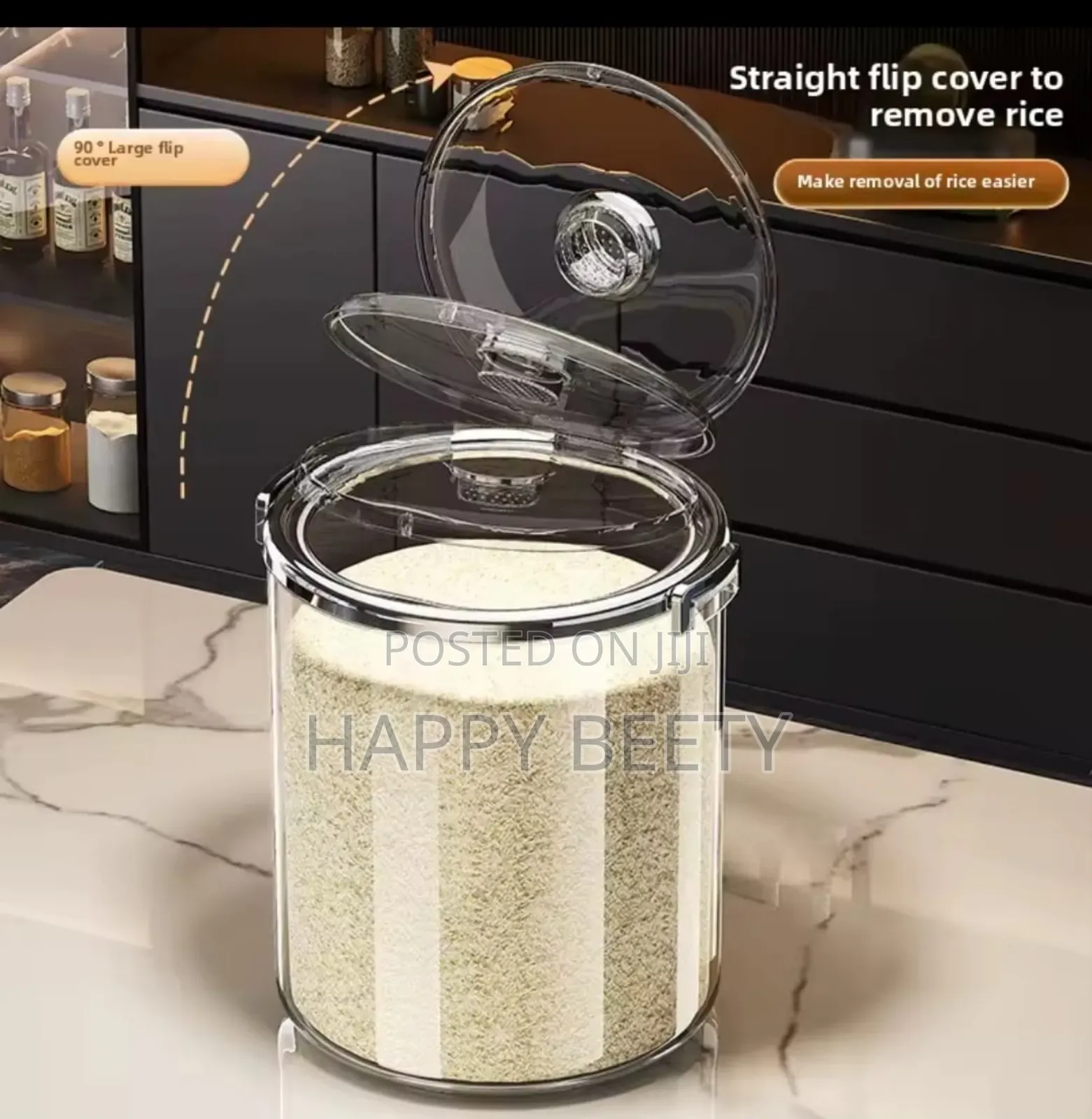 *Acrylic Airtight Transparent Rice Bucket With Flip-Top Lid* 5