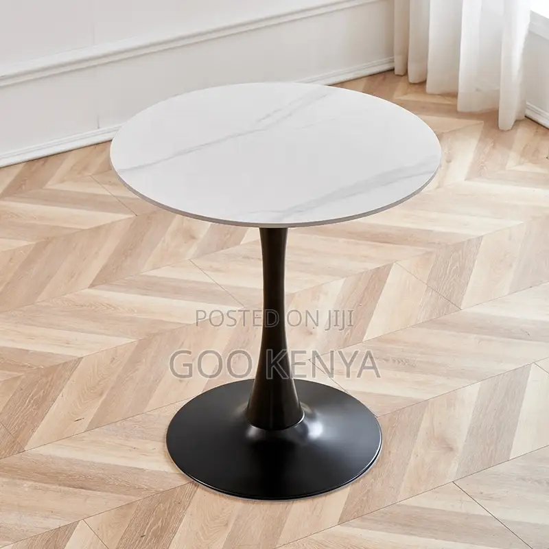 Home Table; Modern Circular Marble Coffee Table With Metal Legs
