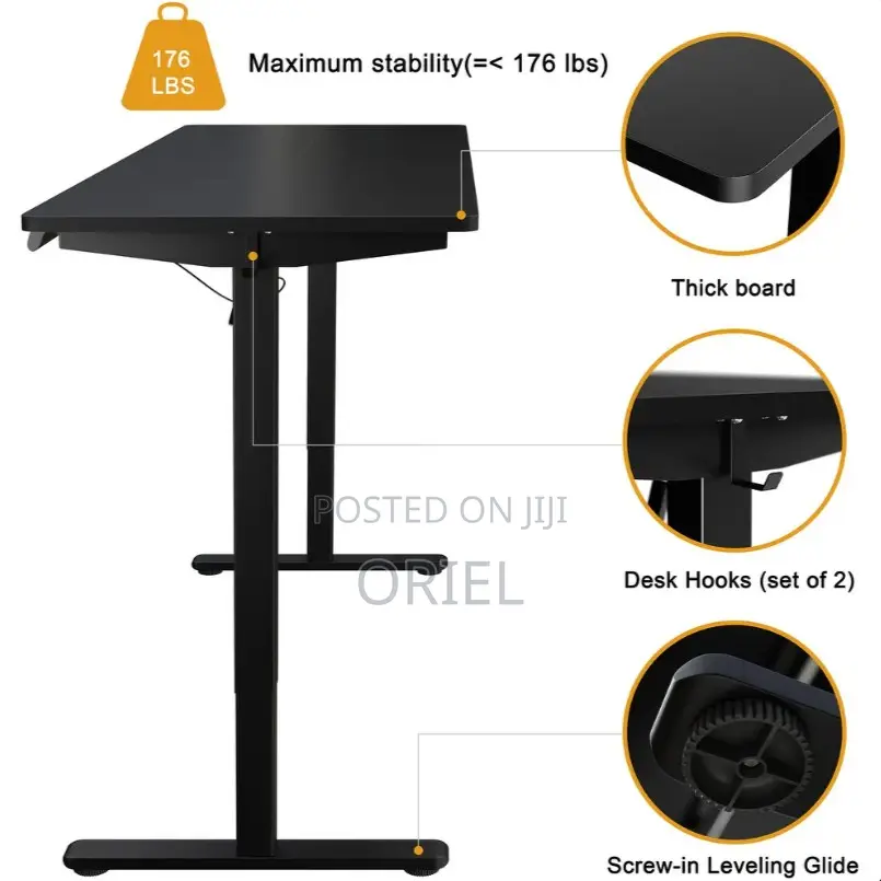 Office Desk : 1.6m Office Electric Height Adjustable Computer Desk