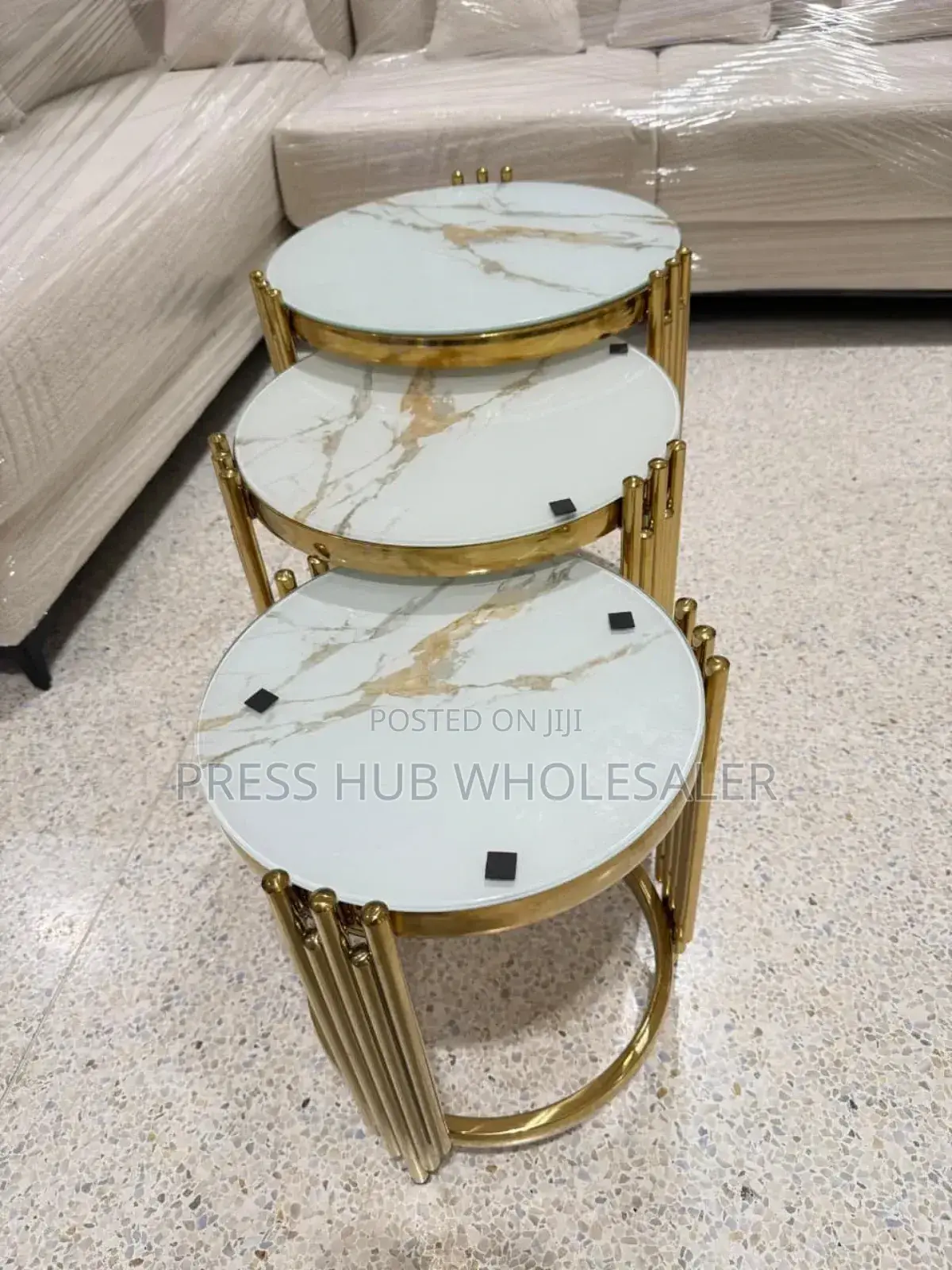 3-in-1 Marble Nesting Table Set.
