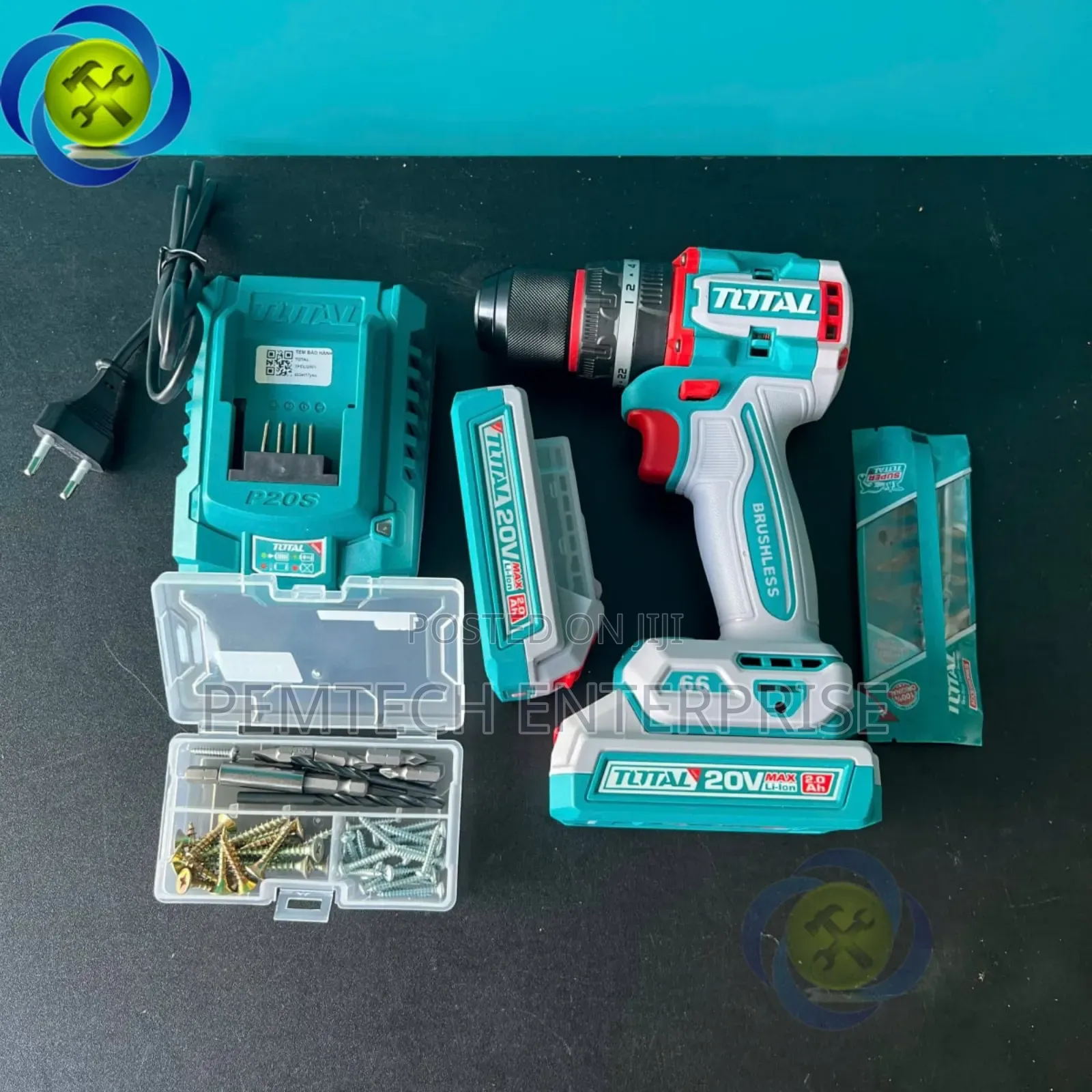 Total Tools Lithium-Ion Compact Brushless Cordless Impact Drill Set.