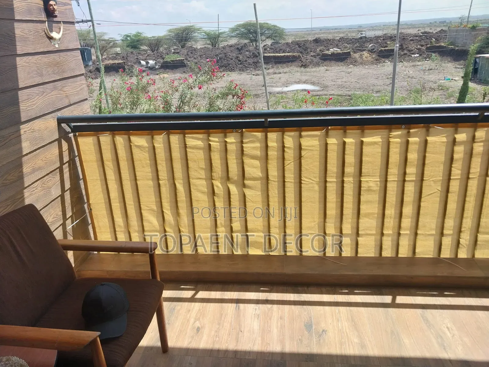 5m Wide Beige Colour Wind Breakers Balcony Shields