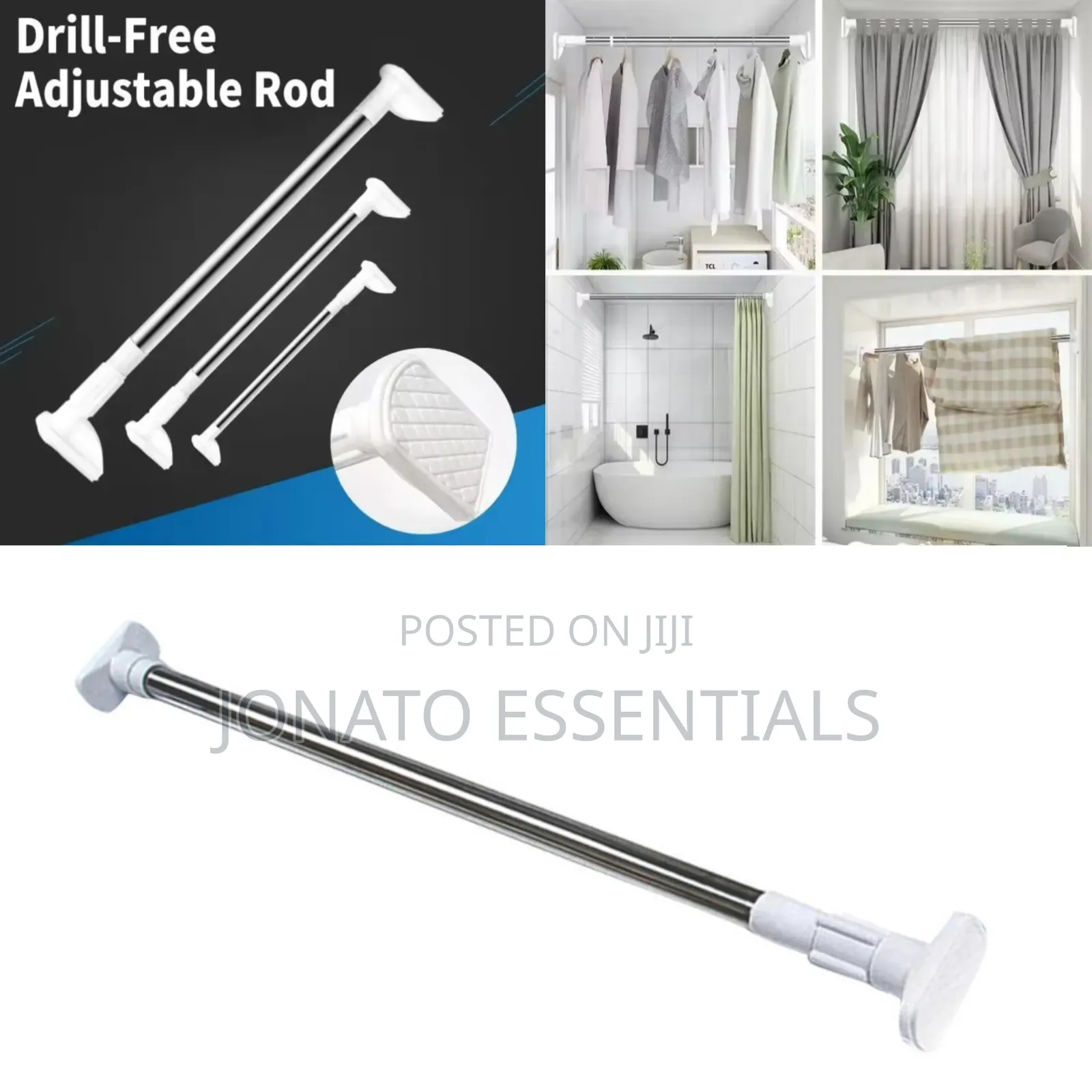 Adjustable Tension Rod For Curtains Wardrobe (No Drilling) Kenya