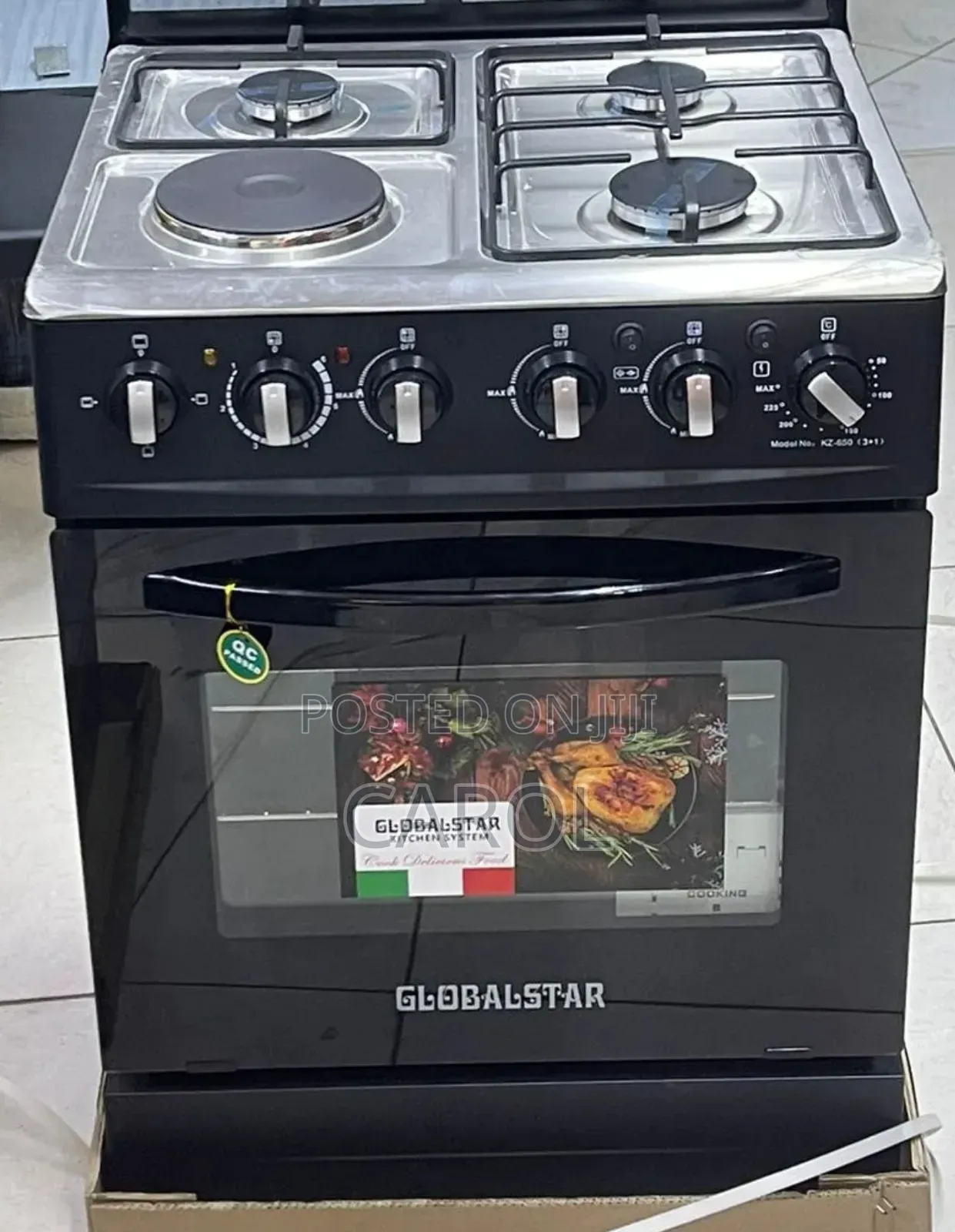 Black 60*60 Globalstar Jet 3+1 Standing Cooker With Electric Oven