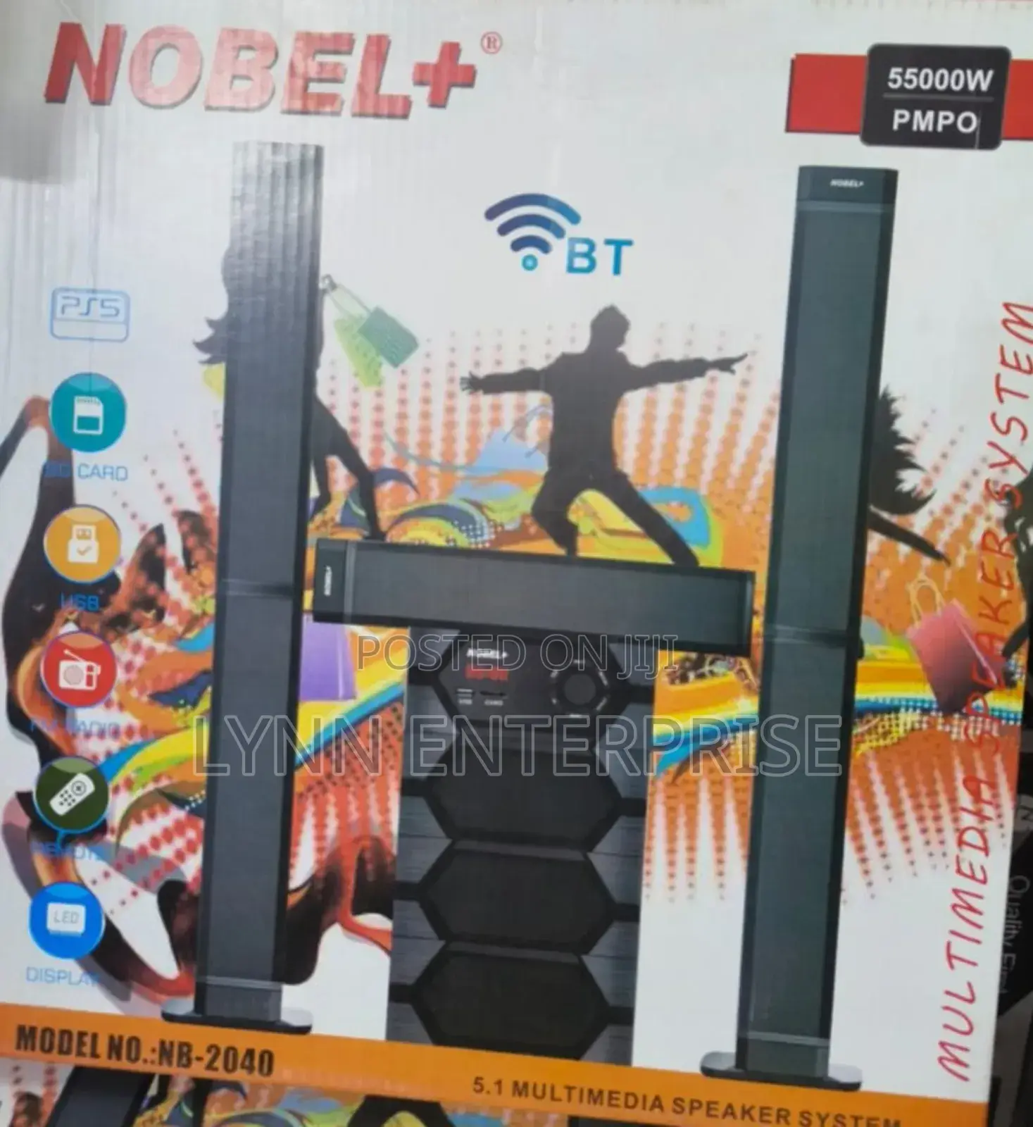 Nobel Tall Boy Speakers-Bt Hometheare-55000w Pmpo- Nb 2040