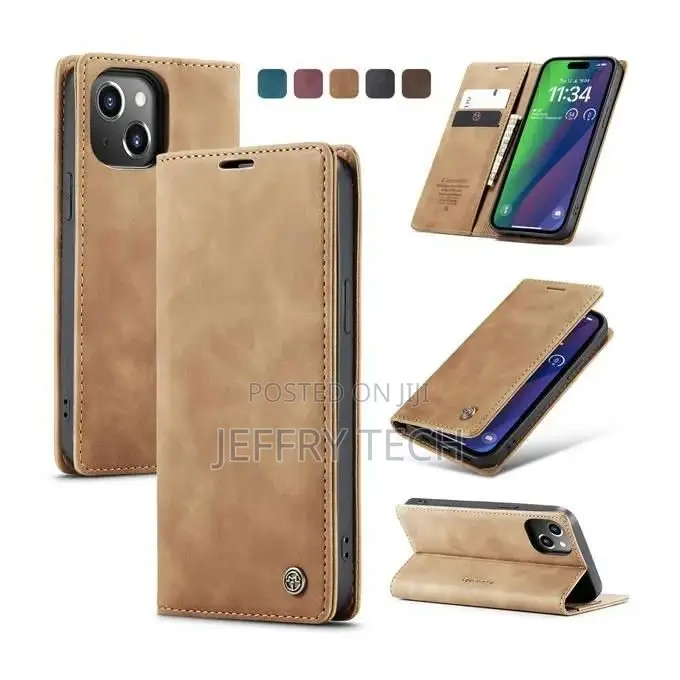Yasink Caseme Brown Soft Leather Wallet Flip Cover Case for iPhone 15+