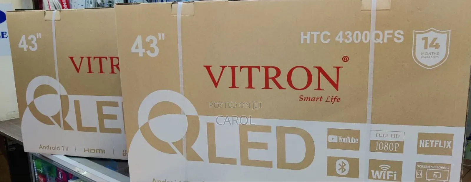 Vitron 43" Qled Smart Android Frameless With Bluetooth