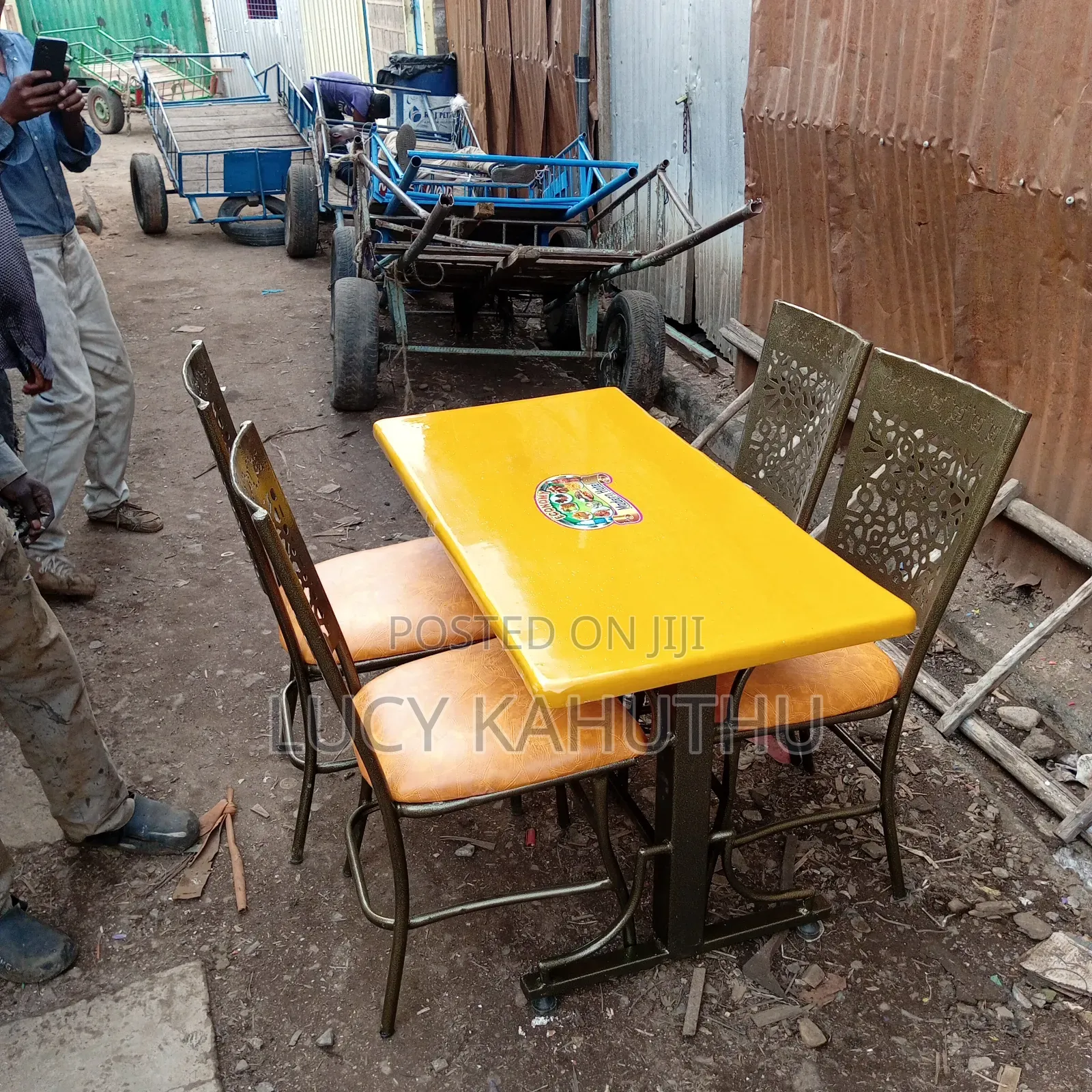 Laser Cut Mabati Chairs Orange With Powder Coating Finish