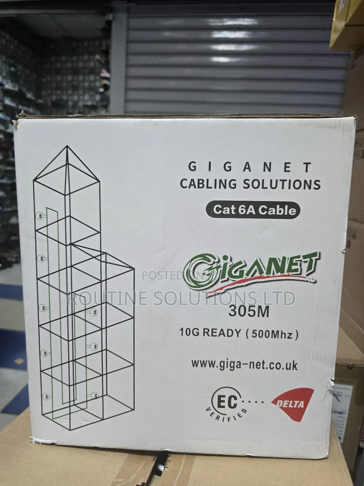 Giganet Cable Cat6a Indoor Cable 305m Roll Grey