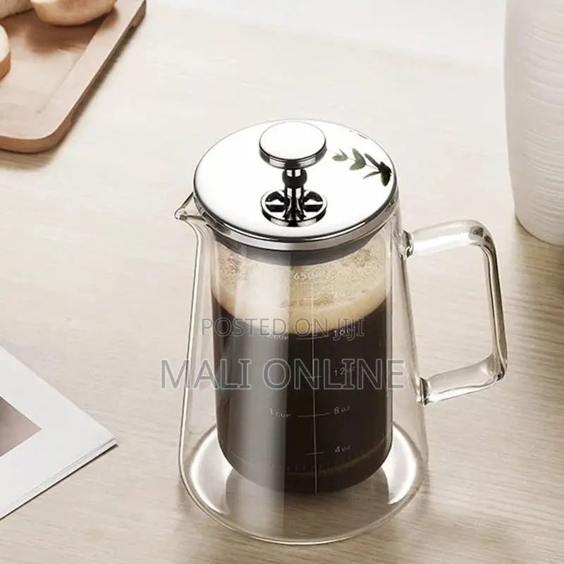 Glass French Press Coffee Maker 650ml Double Wall Borosilicate Pot