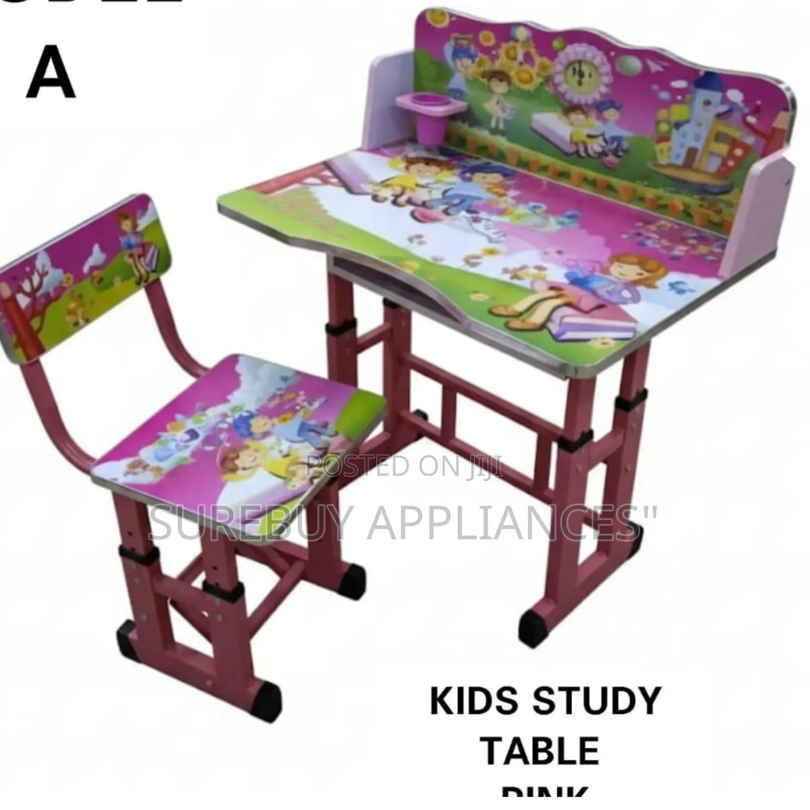 Pink Kids Study Table With Book Storage – Child Learning Desk