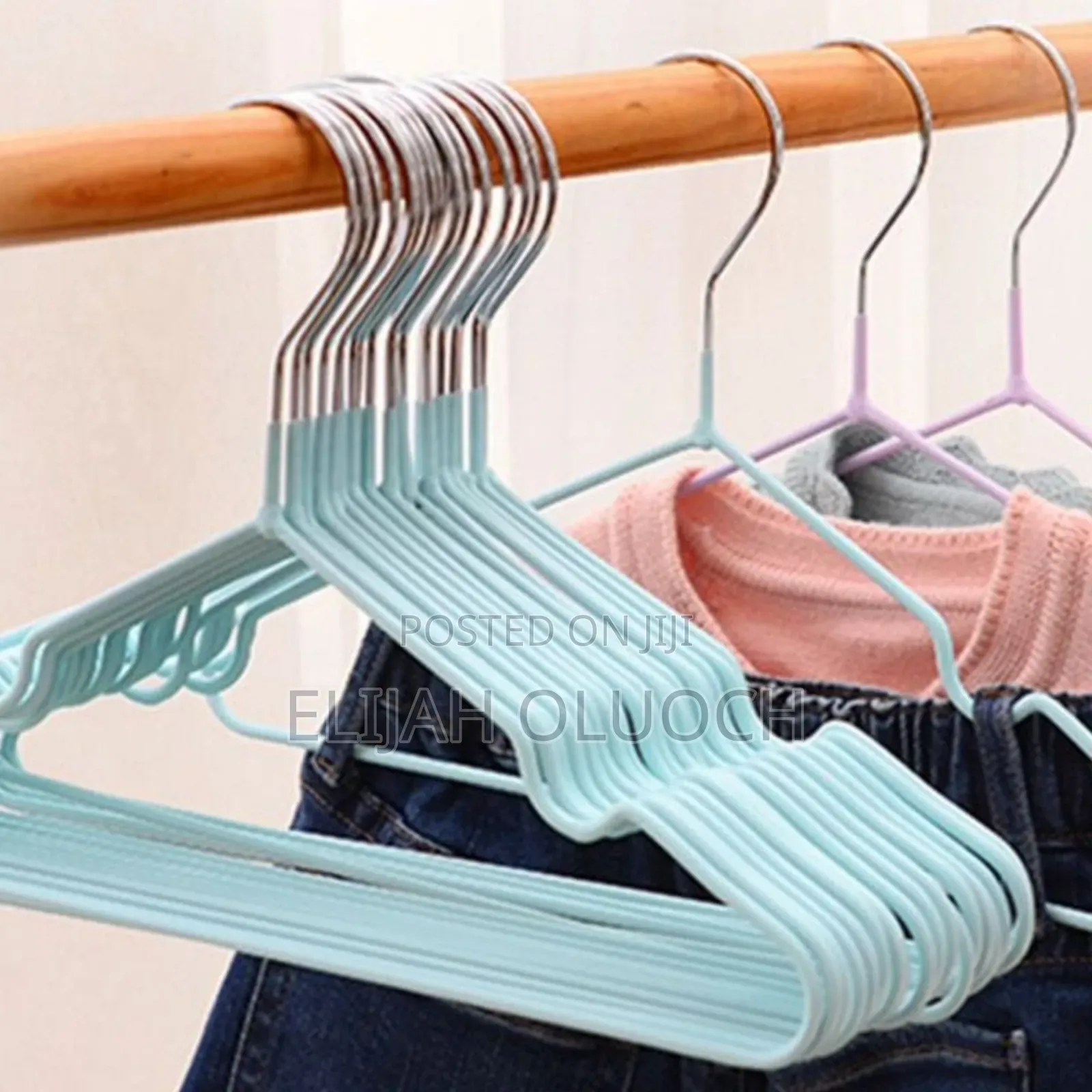 10pc Pack Of Coloured Non Slip 40cm Stainless Steel Hangers