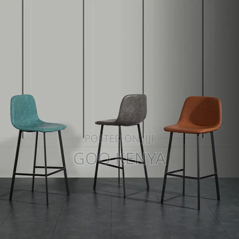 Home Bar Stool; Leather Bar Stool With Sturdy Steel Legs For Kitchen