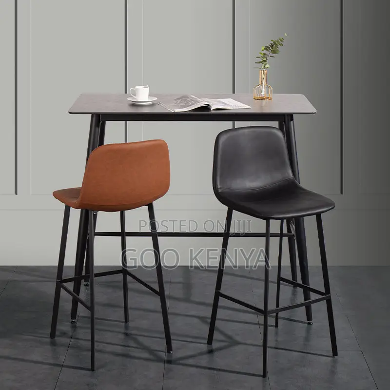 Home Bar Stool; Leather Bar Stool With Sturdy Steel Legs For Kitchen