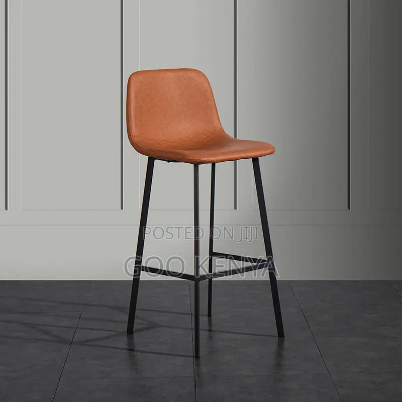 Home Bar Stool; Leather Bar Stool With Sturdy Steel Legs For Kitchen