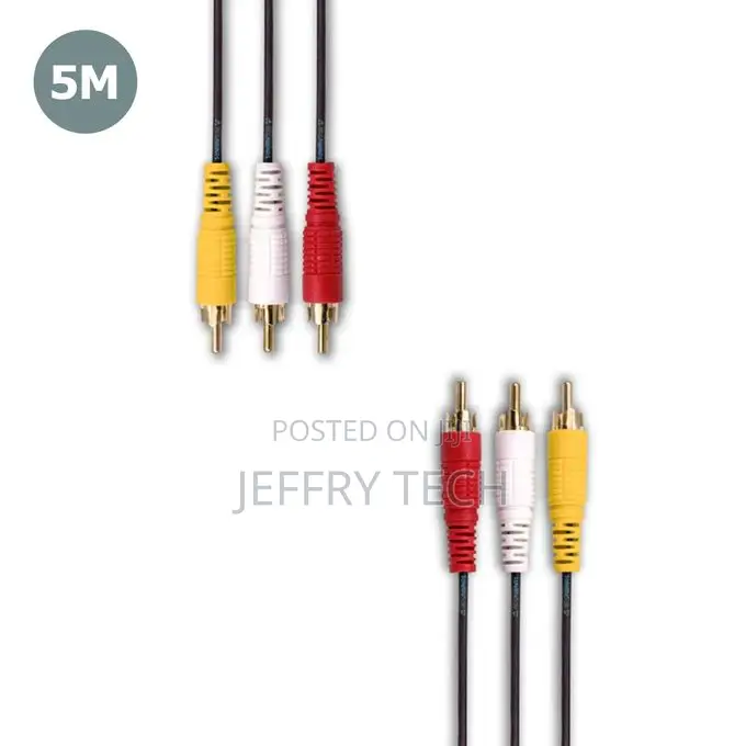 Rca to 3 Rca Male 5 Meter Audio Video Composite Av Tv/DVD Cable