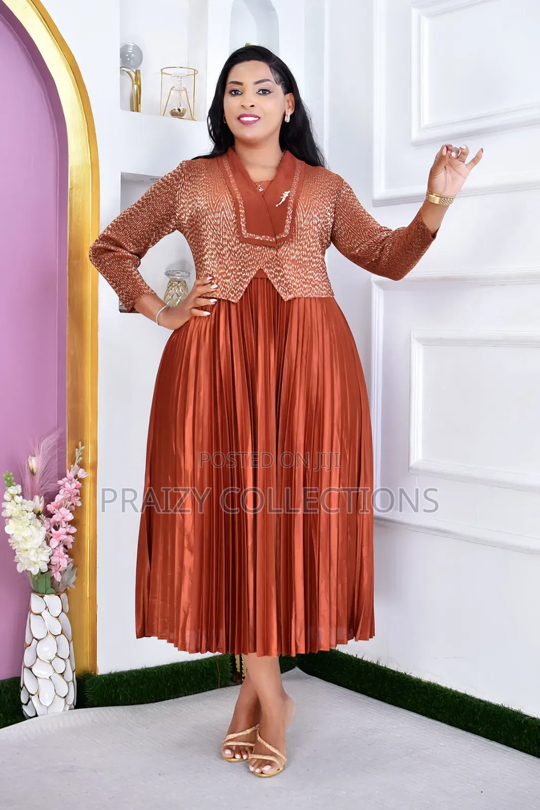 Free Size Pleated Dress Set