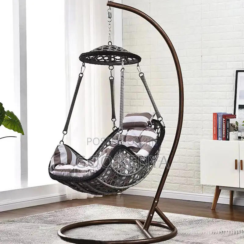Home Chair; Freestanding Rattan Egg Swing Lounge Chair