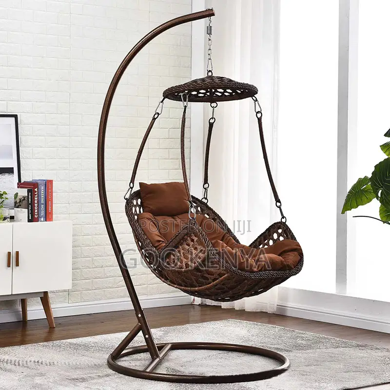 Home Chair; Freestanding Rattan Egg Swing Lounge Chair