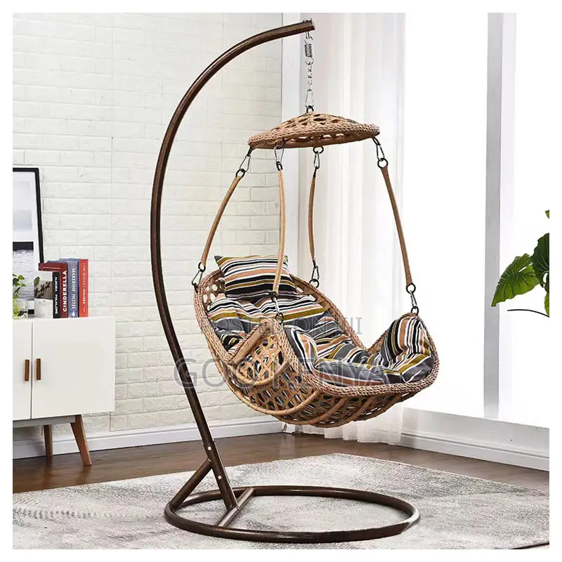 Home Chair; Freestanding Rattan Egg Swing Lounge Chair