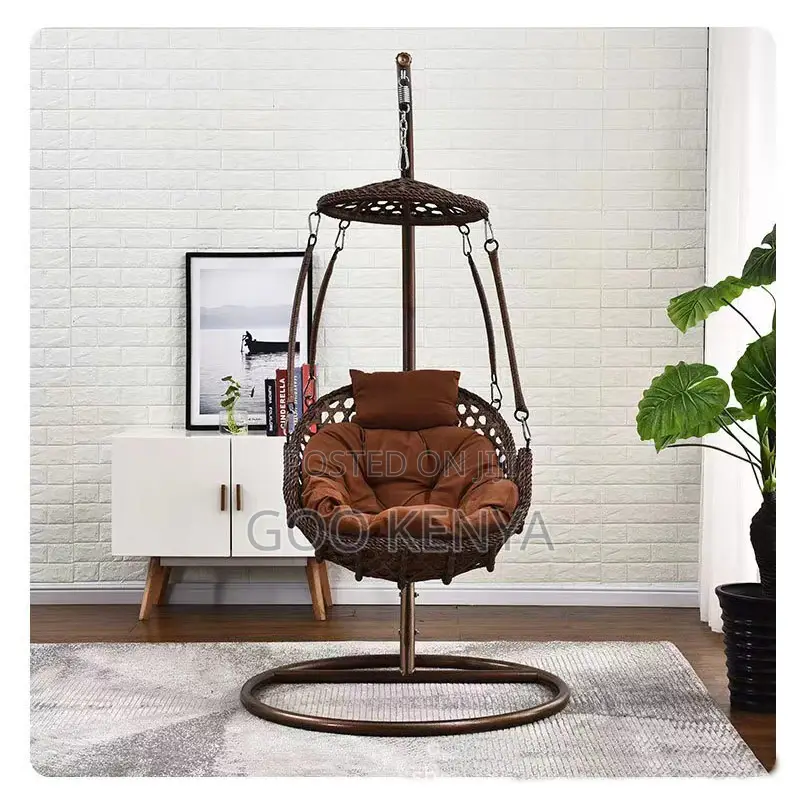 Home Chair; Freestanding Rattan Egg Swing Lounge Chair